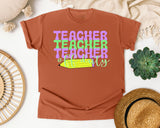 Teacher Teacher Teacher graphic tee in Yam