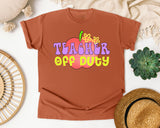 Teacher Off Duty Apple graphic tee in Yam