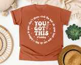 You Got This Test Day White graphic tee in Yam
