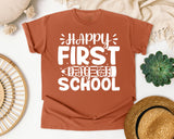 Happy First Day Of School White 2 graphic tee in Yam