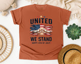 United We Stand Happy 4th Of July Grey 2 graphic tee in Yam