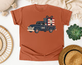 Patriotic Truck With Gifts graphic tee in Yam
