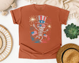 Skeleton With Uncle Sam Hat graphic tee in Yam