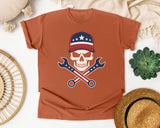Skull Cap And Wrenches graphic tee in Yam