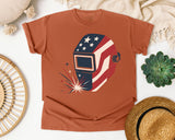 Patriotic Welding Helmet graphic tee in Yam
