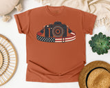 Patriotic Camera Strap graphic tee in Yam