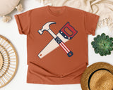 Patriotic Hammer And Saw graphic tee in Yam