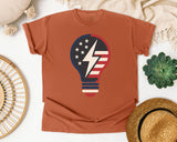 Patriotic Light Bulb Navy graphic tee in Yam