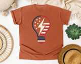 Patriotic Light Bulb Red graphic tee in Yam