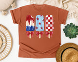 Patriotic Popsicles With Bows graphic tee in Yam