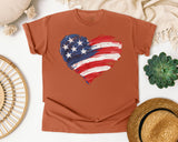 American Flag Heart Red 2 graphic tee in Yam