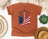 American Flag Firework Burst graphic tee in Yam