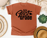 Hello First Grade graphic tee in Yam