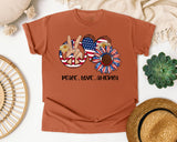 Peace Love America Grey graphic tee in Yam