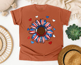 Patriotic Sunflower Hearts graphic tee in Yam