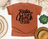 Hello Ninth Grade graphic tee in Yam
