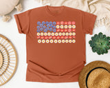 Floral American Flag Grey graphic tee in Yam