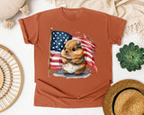 Hamster With American Flag graphic tee in Yam