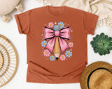 Pencil Bow Floral graphic tee in Yam