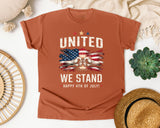 United We Stand Happy 4th Of July Grey graphic tee in Yam