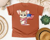 Mouse With American Flag graphic tee in Yam