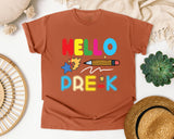 Hello Pre-K Pencil graphic tee in Yam