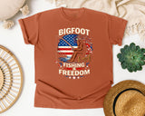 Bigfoot Fishing Freedom graphic tee in Yam