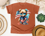Bear With American Flag graphic tee in Yam