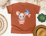 Mouse Holding American Flag graphic tee in Yam