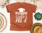 Roaring Into Pre-K White graphic tee in Yam