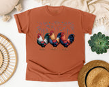 Patriotic Roosters Fireworks graphic tee in Yam