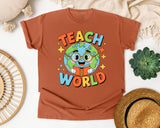 Teach World graphic tee in Yam