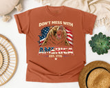 Don't Mess With America Est 1776 graphic tee in Yam