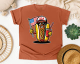 USA Hot Dog Character graphic tee in Yam