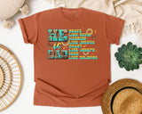 He Is Dad Brave Like David Warrior Like Joshua Teal graphic tee in Yam
