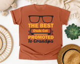 The Best Dads Get Promoted To Grandpa Gold graphic tee in Yam