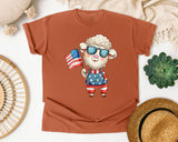 Sheep Holding American Flag graphic tee in Yam