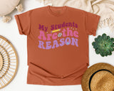 My Students Are The Reason graphic tee in Yam