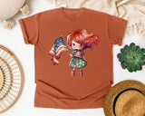 Girl With American Flag graphic tee in Yam