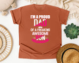 I'm A Proud Dad Of A Freaking Awesome Son White graphic tee in Yam