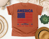 America 1776 Land Of The Free Red graphic tee in Yam