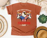 Don't Mess With My Freedom Day Red graphic tee in Yam