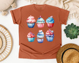 Patriotic Cupcakes Grey graphic tee in Yam