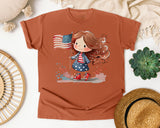 Girl With Flag Running graphic tee in Yam