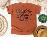 Patriotic Fireworks Burst graphic tee in Yam