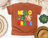 Hello 5th Grade Backpack graphic tee in Yam