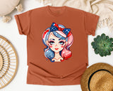 Patriotic Girl With Bow graphic tee in Yam