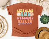 Keep Calm And Welcome Back To School graphic tee in Yam