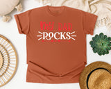 My Dad Rocks Red graphic tee in Yam