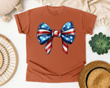 Patriotic Flag Bow Grey graphic tee in Yam
